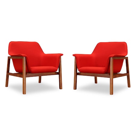 Manhattan Comfort Miller Accent Chair in Burnt Orange and Walnut, PK2 2-AC007-OR